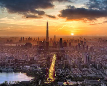 Tianjin skyline at sunset