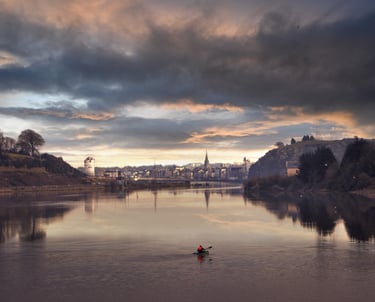 Waterford Ireland waterfront with kayaker