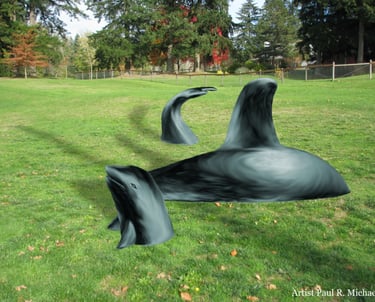 Ken Peninsula Orcas sculpture artist rendition