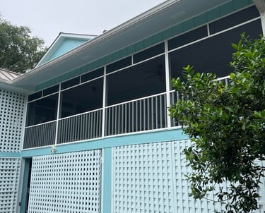 Beach house with Screen tight screen system and Fiberglass Screen