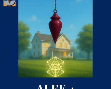 Une maison dans un cadre verdoyant et un pendule devant