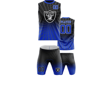 a jersey - style uniform with a blue and white jersey