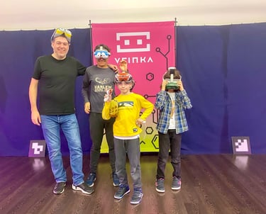 Padres hijos VR photocall