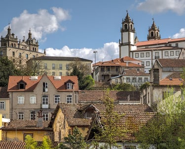 a city with a lot of buildings and a clock tower
