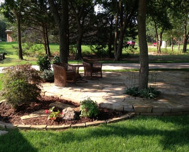 Landscape design and installation project in north Edmond, OK. Planting, patio, retaining wall