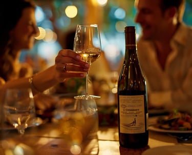 a couple of people are sitting at a table