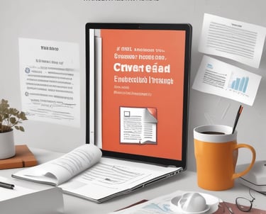 A person using a laptop with PDF files and conversion icons on the screen.
