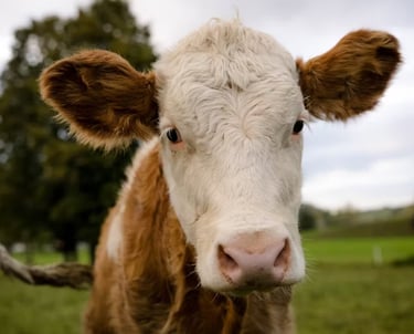sguardo di vitello che mostra la propria natura di animale senziente 