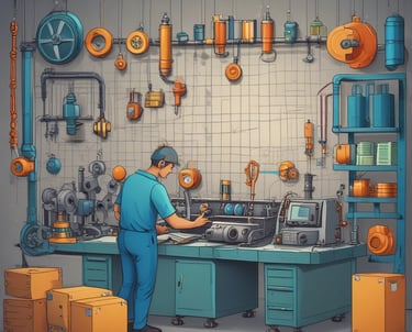 A team collaborating around a table with documents and laptops.