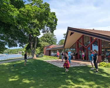 Tai Chi with Johnny outdoors at the Lake Geneva Public Library