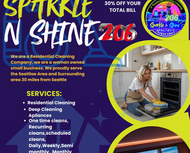 a bright colorful flyer to support Sparkle n Shine 206 