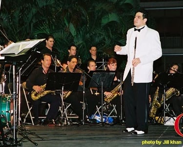 Maestro Bobby Ramirez leading his Afro Cuban Jazz Big Band Orchestra