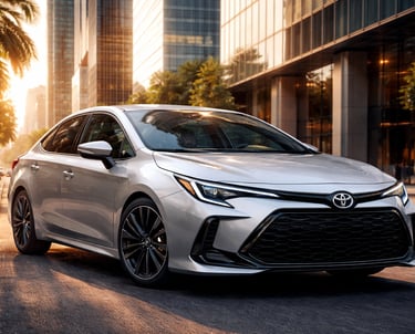 Toyota Corolla 2026 em destaque na cidade com visual renovado e design frontal agressivo