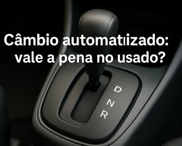 Alavanca de câmbio automatizado em carro usado, com botões D, N e R em destaque