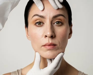 a woman with a white glove on her head and hands in gloves