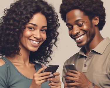 An elegant gift box with a beige texture and brown ribbon sits open on a marble table. Inside the box, there are three festive candles shaped like a pinecone, a gingerbread man, and a bear, surrounded by shredded paper strips with text.
