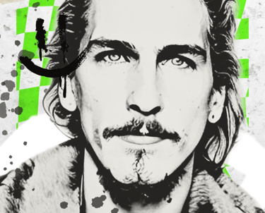 a man with a mustache and a mustache on his face