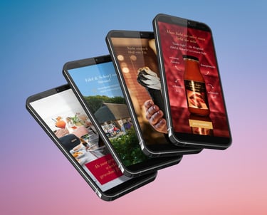 vier smartphones mit vier bildern