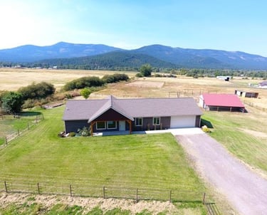 Custom luxury home built in Arlee, MT with the Mission Mountains in the background
