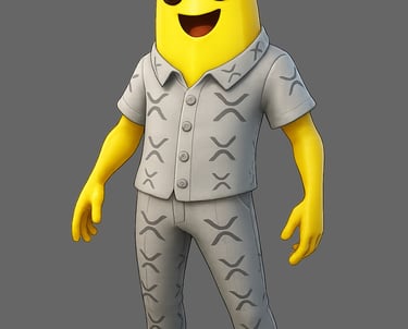 a cartoon banana banana character in a gray shirt