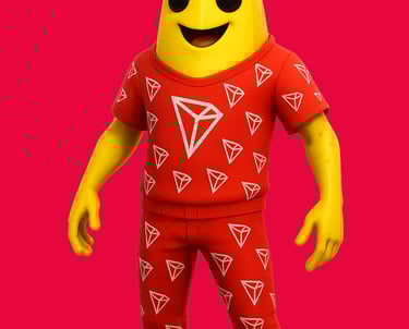 a banana banana peeler wearing a red shirt and pants