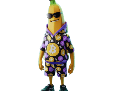 a banana banana with bitcoin on it
