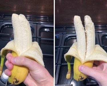 a person holding a banana peeler in their hand
