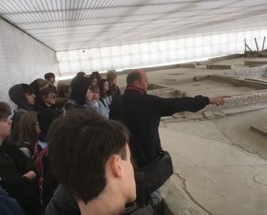 Andrew White at Sachsenhausen talking about the history of Nazi concentration camps 