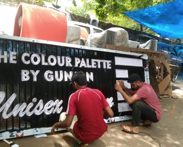 working on acp sign board