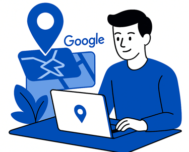 Homme avec un ordinateur qui modifie le référencement sur Google