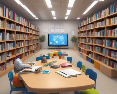A person stands in a professional setting holding a blue folder. They are wearing a teal blazer over a white shirt and jeans. The background features glass walls and what appears to be a server room with blue lighting, suggesting a technological or business environment.