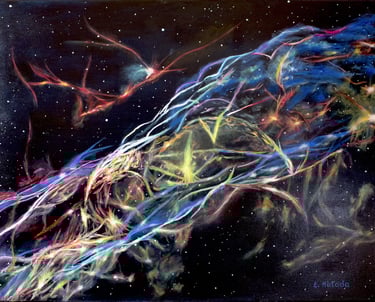 Representation of Veil Nebula in water-miscible oil on canvas