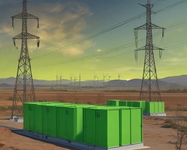 A modern power plant showcasing renewable energy technologies.