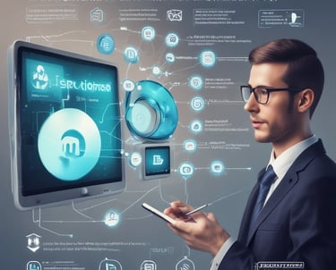 A professional analyzing data on a laptop in a modern office.