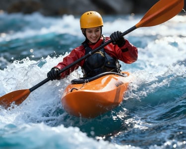 a person in a kayak kayak in the water