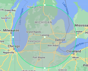 Service area map michigan indiana ohio