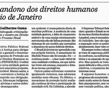 Artigo no jornal O Dia (RJ)