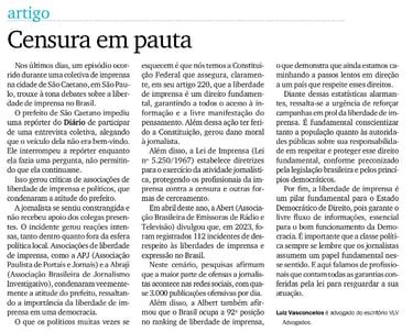 Artigo no jornal Diário do Grande ABC