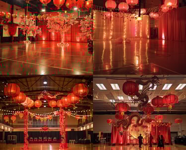 Chinese New Year event setup on college campus