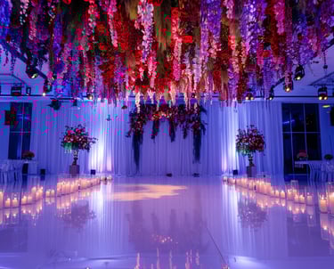 colourful hanging wisteria 