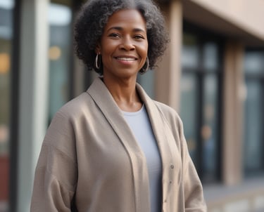 A comfortable vehicle waiting outside a therapy center with a Joyrider logo.
