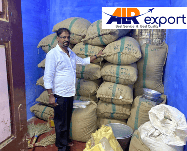 Sealed spice sacks with export tags for UAE trade