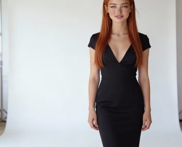 Diana, model, headshot, ai, actress, black dress