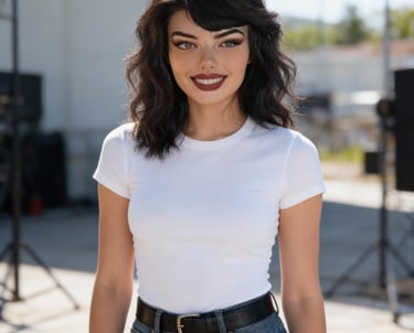 Felicia, Ai, ai model, model, actress, film, commercials, music videos, blue jeans, shirt