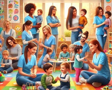 a group of people sitting on a rug with a baby in the middle of a