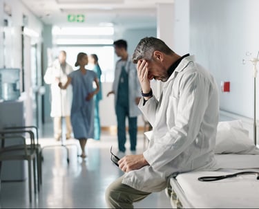 soignant épuisé, vidé de son énergie