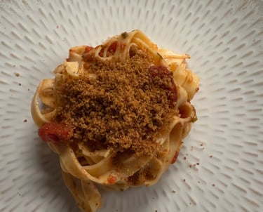 Tagliatelle with Arribbiata sauce ready to be enjoyed by class participants