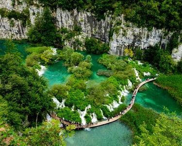 plitvice lakes from bird perspectiove