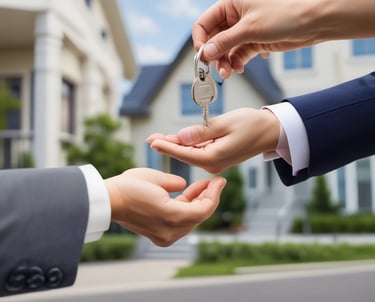 A happy family celebrating in their new home.
