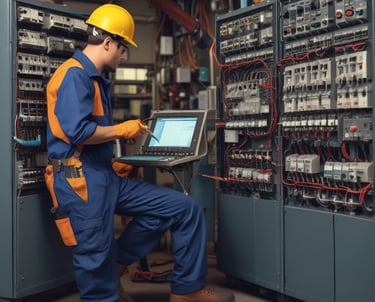 A smart home setup with automated lighting and security features.